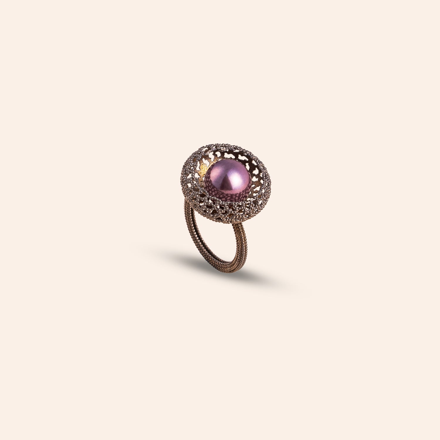 NOIR ORCHID PEARL RING